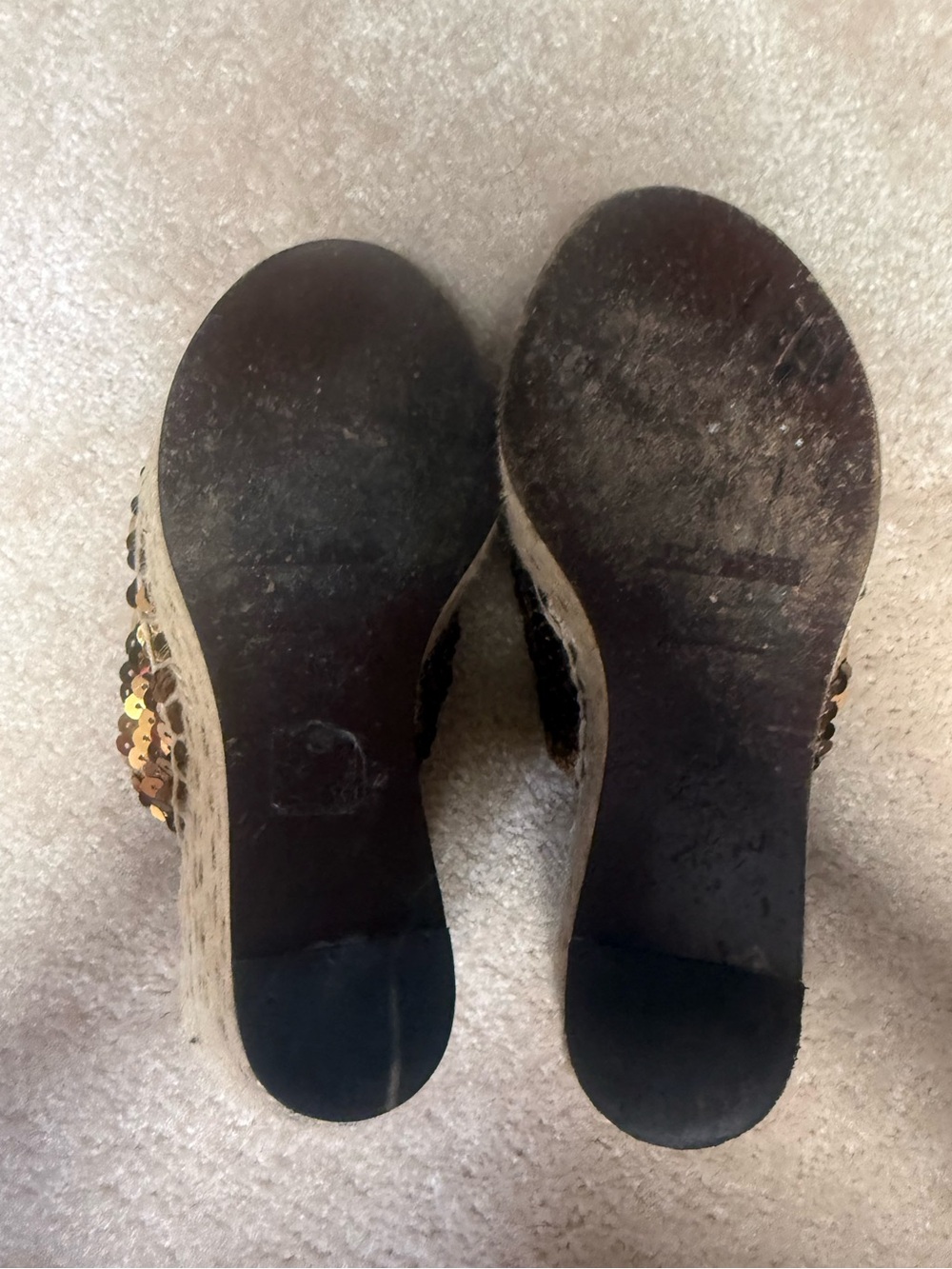 Sequin Espadrille Slide Sandals - Bronze - Picture 2 of 3